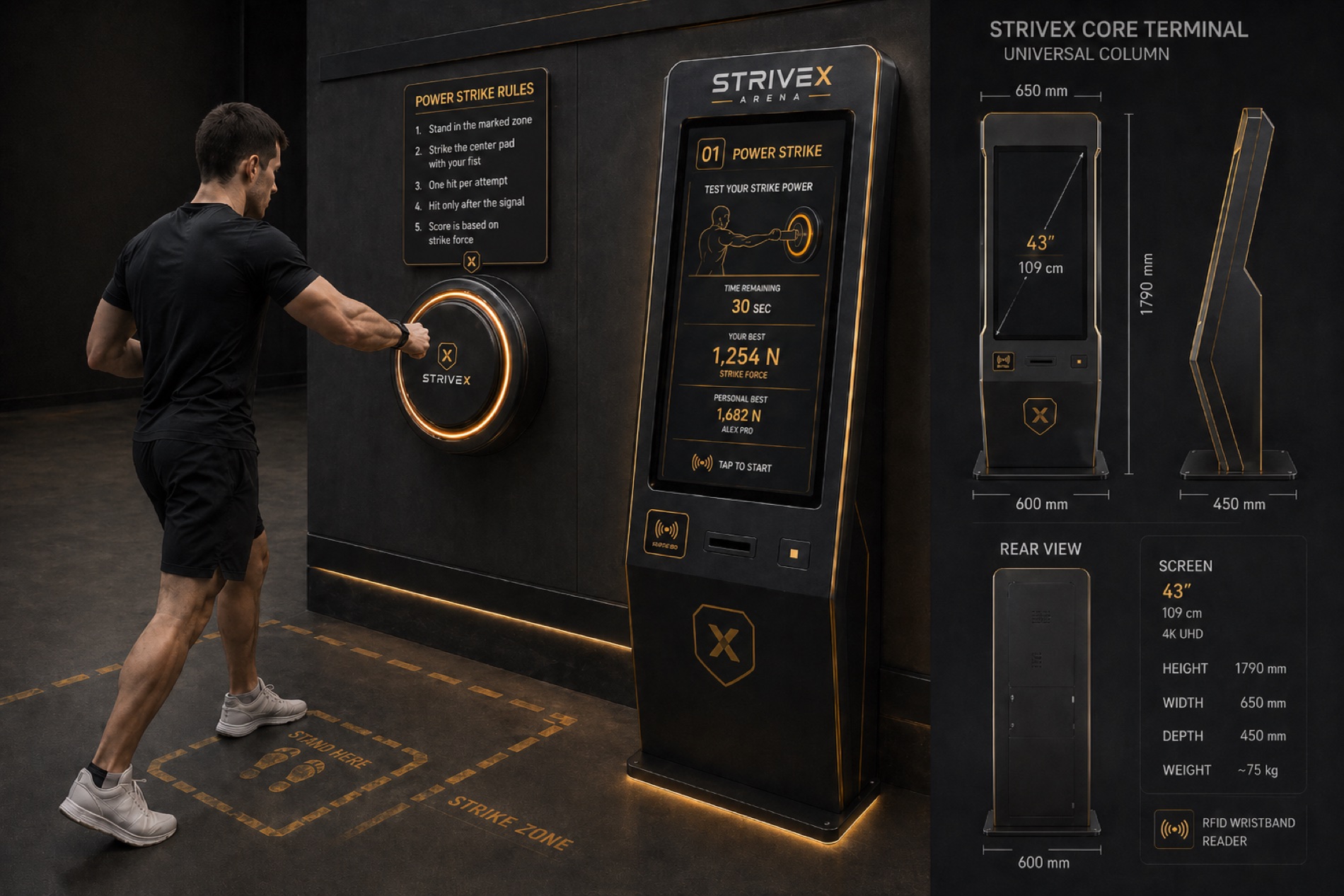 Концепт-рендер игрового терминала StriveX Record Arena